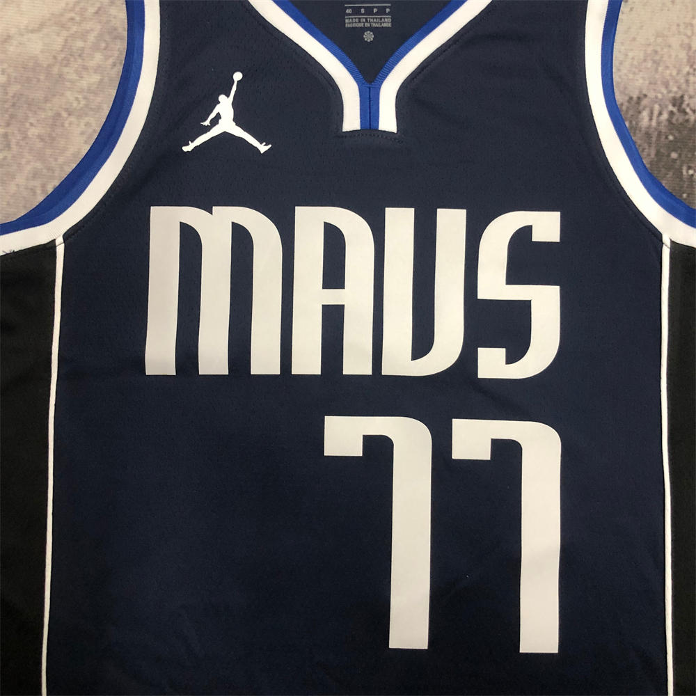 NBA Dallas Mavericks V-Neck Royal Blue Jersey DONCIC#77 S-XXL
