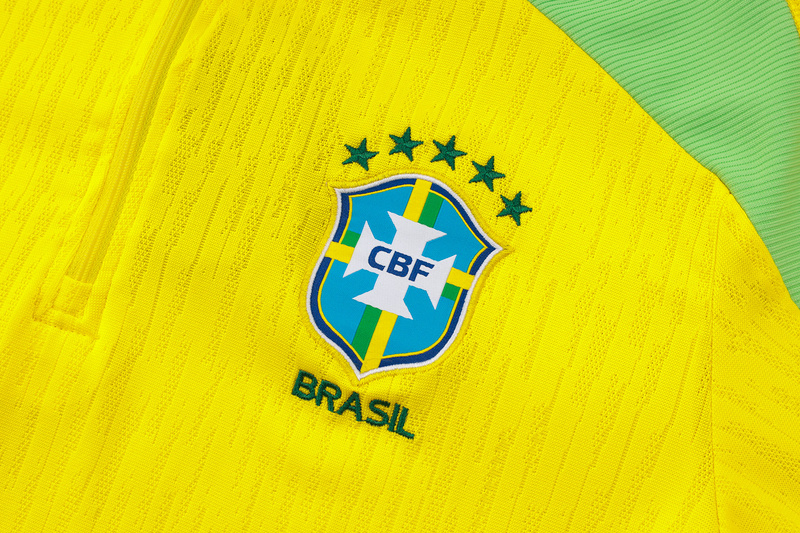 24/25 Brazil Yellow Long-sleeved half-pull training kit Football team kit