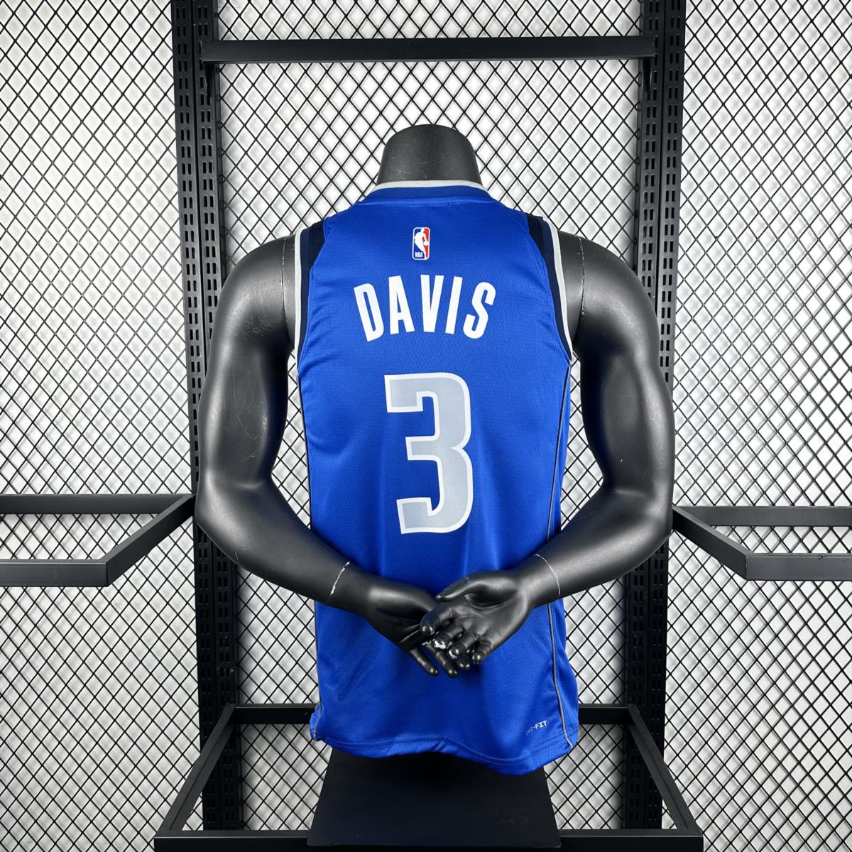 NBA Dallas Mavericks V-Neck Blue Jersey DAVIS#3 S-XXL