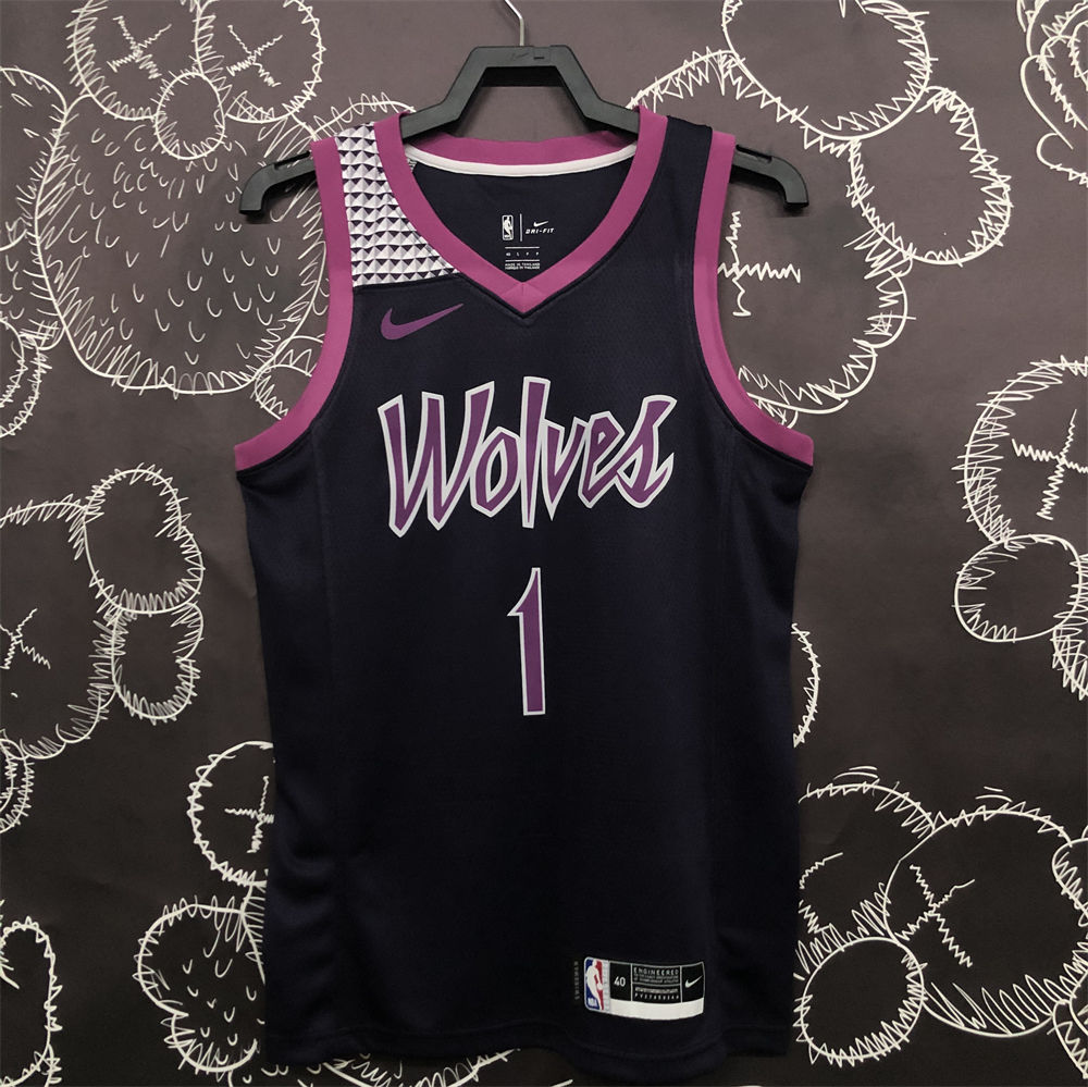 NBA Minnesota Timberwolves V-Neck Black Jersey S-XXL
