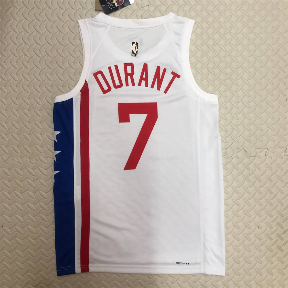 NBA Brooklyn Nets Round Neck White Jersey DURANT#7 S-XXL