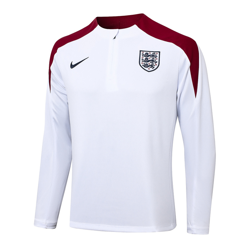 24/25 England White Long-sleeved half-pull training kit Football team kit