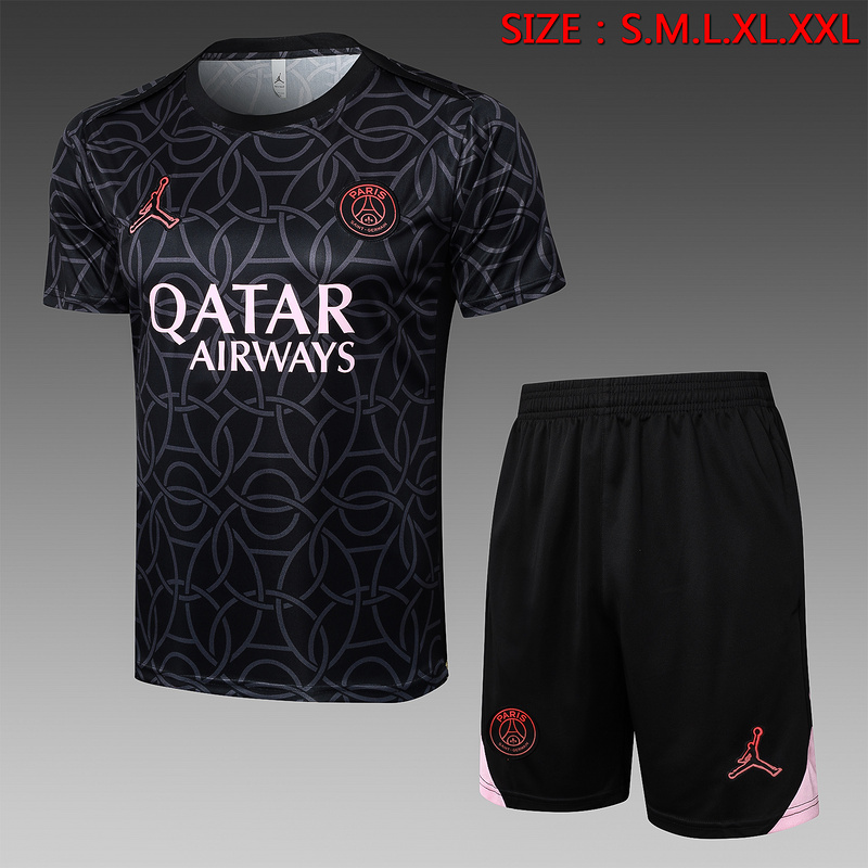 24/25 Paris Black Training Set Shirt and Shorts