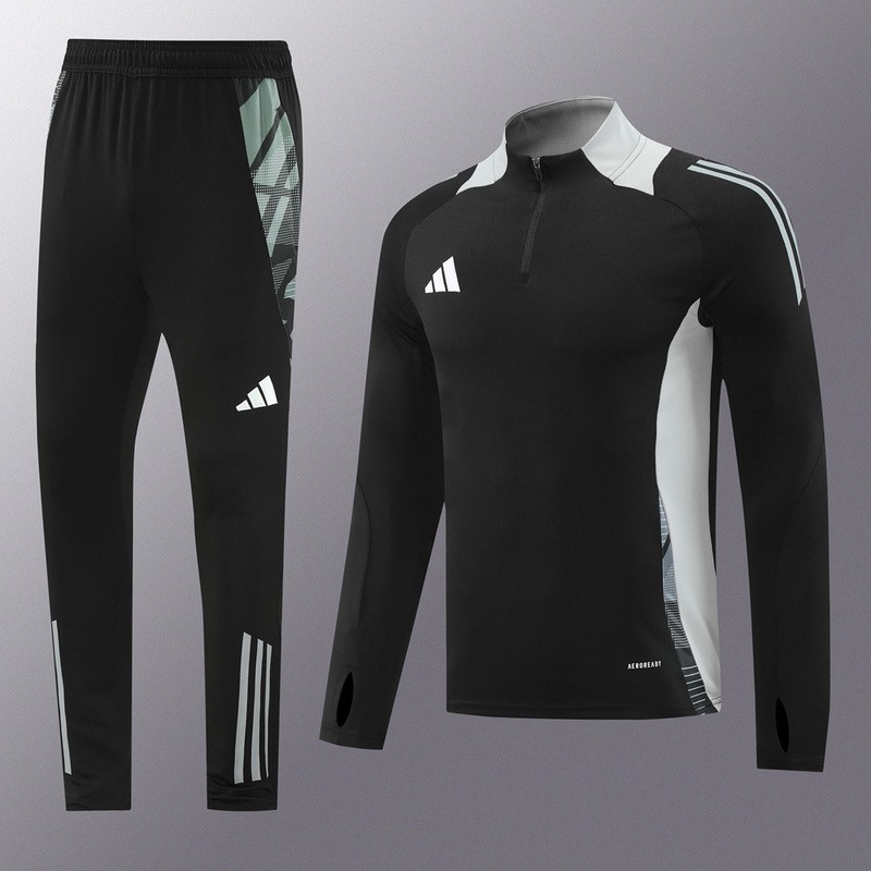 2024 Adidas Black Long-sleeved half-pull training kit Football team kit