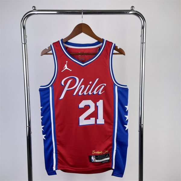 NBA Philadelphia 76ers EMBIID#21 2022/23 Jordan Brand Red Statement Edition Swingman Jersey S-XXL