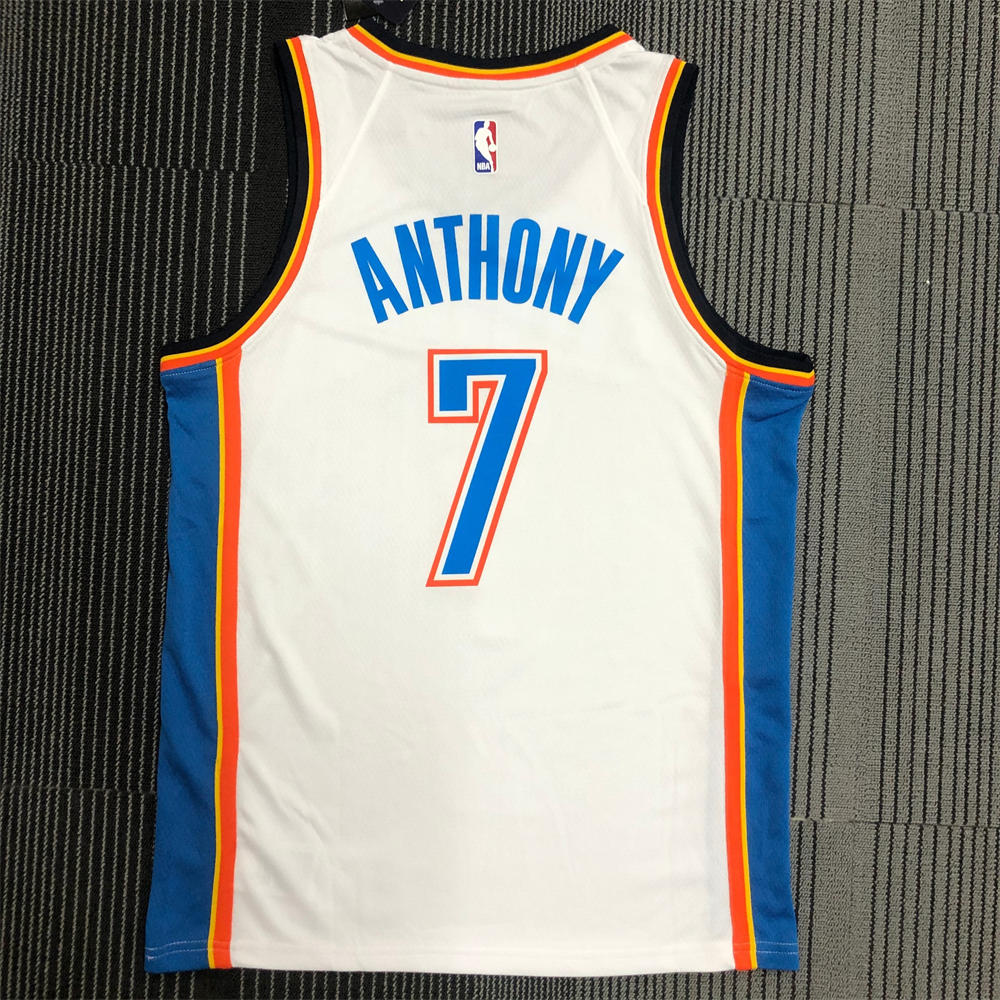 NBA Oklahoma City Thunder V-Neck White Jersey ANTHONY#7 S-XXL