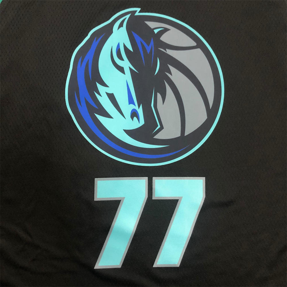 NBA Dallas Mavericks V Neck Black Jersey DONCIC#77 S-XXL