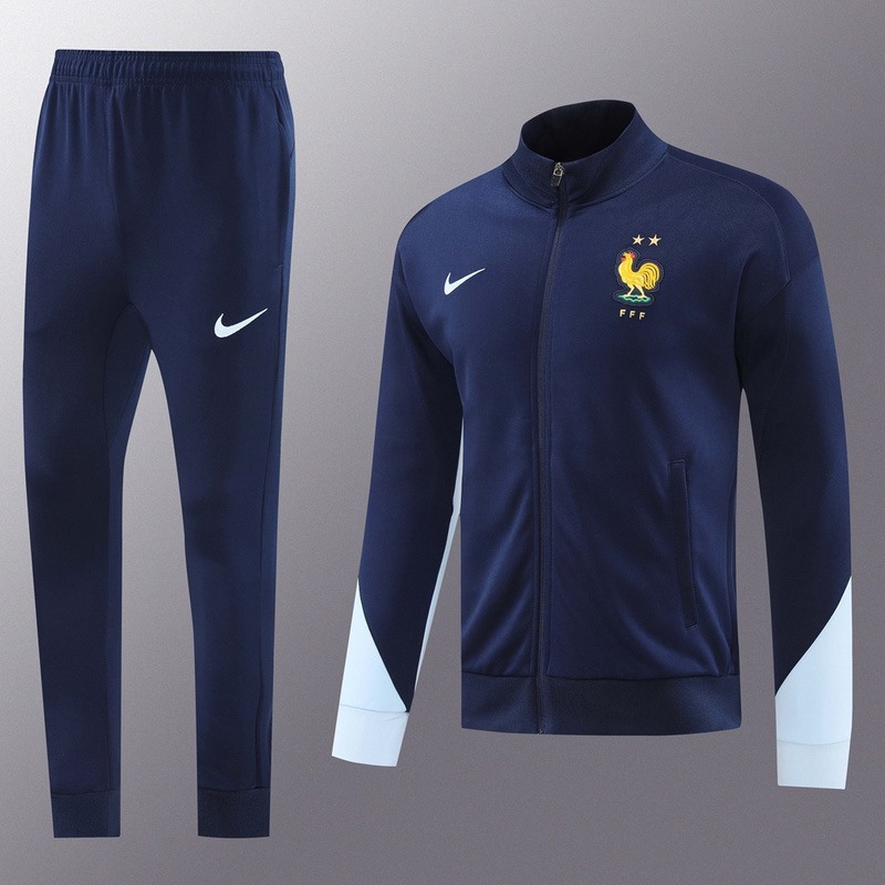 2024  France Royal Blue Jacket Training Suit Set Football Team Shirt Sports Fashion