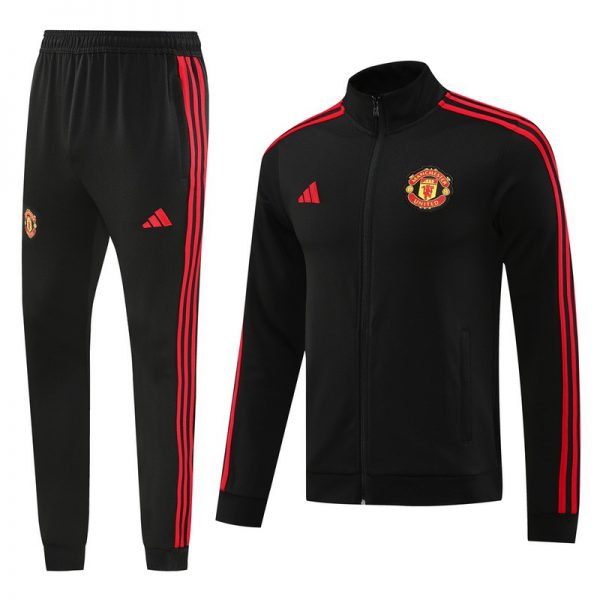 2024 Manchester United Black Jacket Training Suit Set Football Team Shirt Sports Fashion