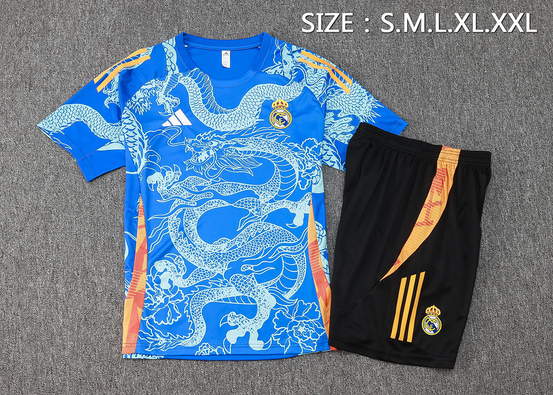 24/25 Real Madrid Blue Training Set Shirt and Shorts