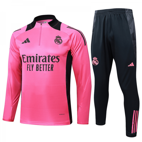 24/25 Real Madrid Fluorescent pink Long-sleeved half-pull training kit Football team kit