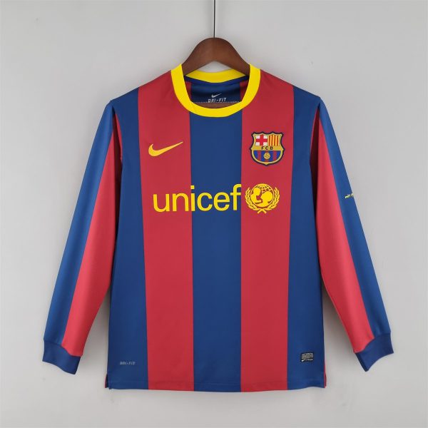 Retro Barcelona 10/11  Long Sleeve UEFA Champions League Home jersey Fan Version