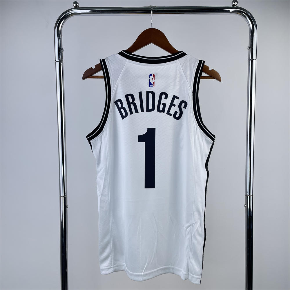 NBA Brooklyn Nets V-Neck White Jersey BRIDGES#1 S-XXL