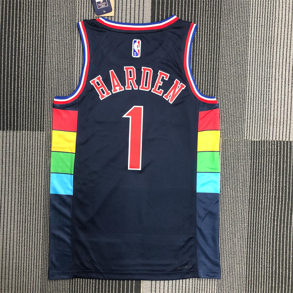 NBA Philadelphia 76ers Round Neck Black 75th Anniversary HARDEN#1 Jersey S-XXL