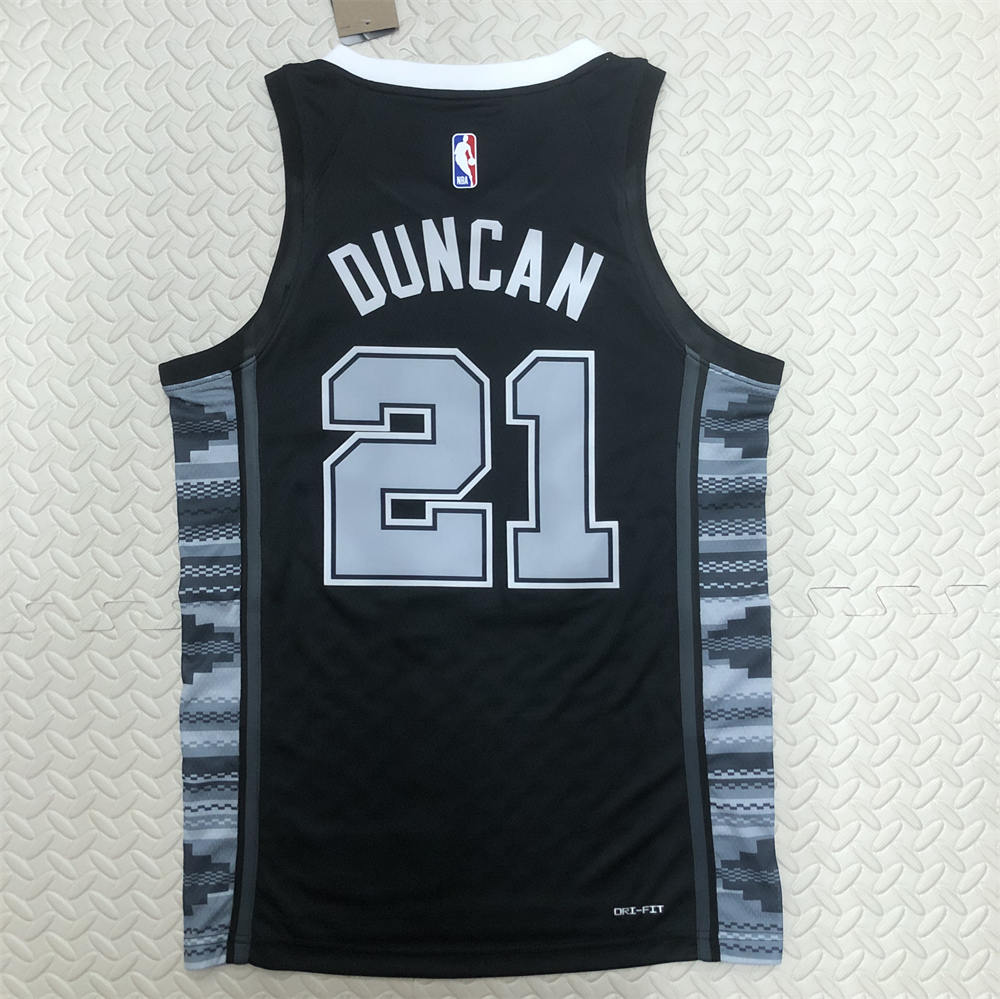 NBA San Antonio Spurs V-Neck Black jersey DUNCAN#21 S-XXL