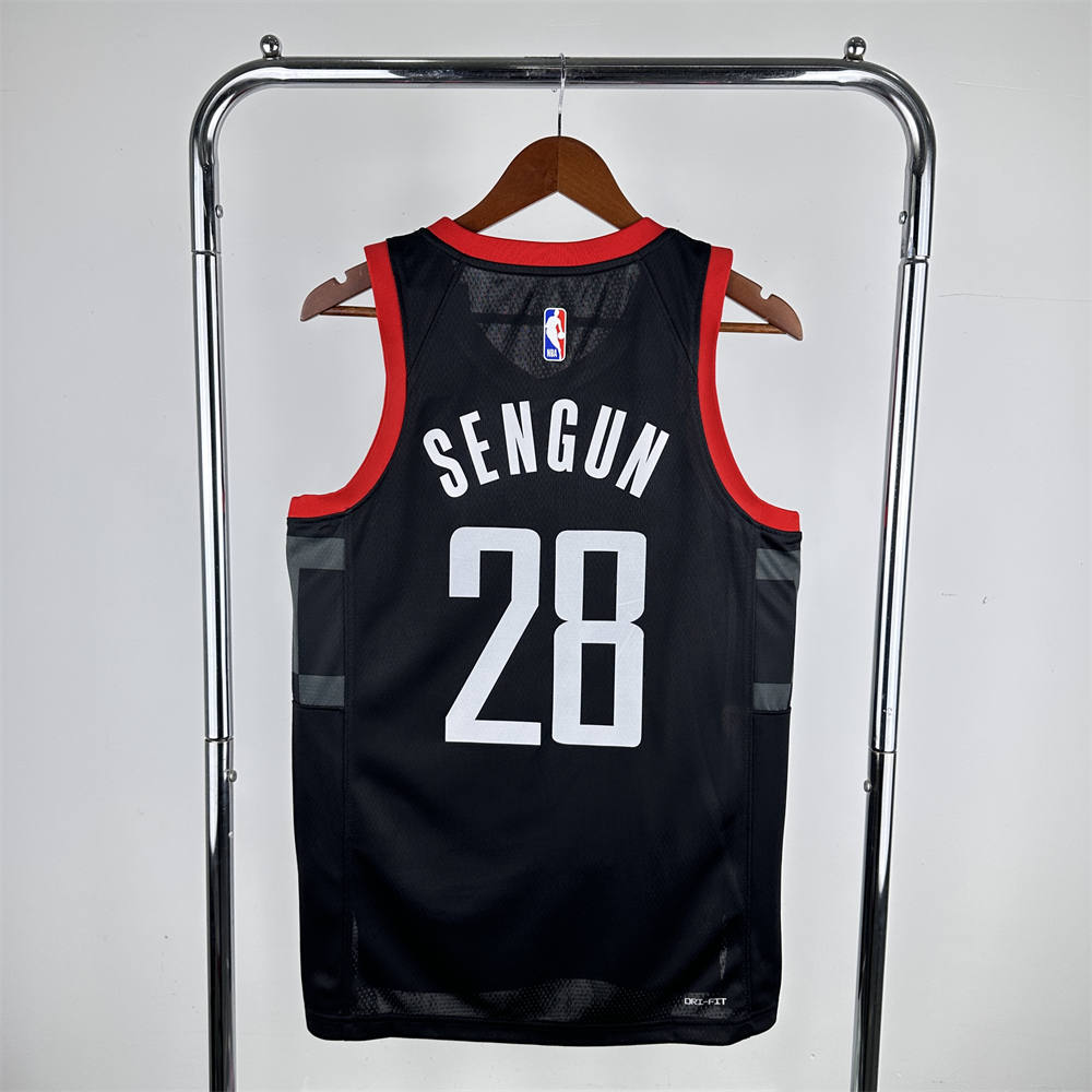 NBA Houston Rockets 2024 V-Neck Balck Jersey SENGUN#28 S-XXL