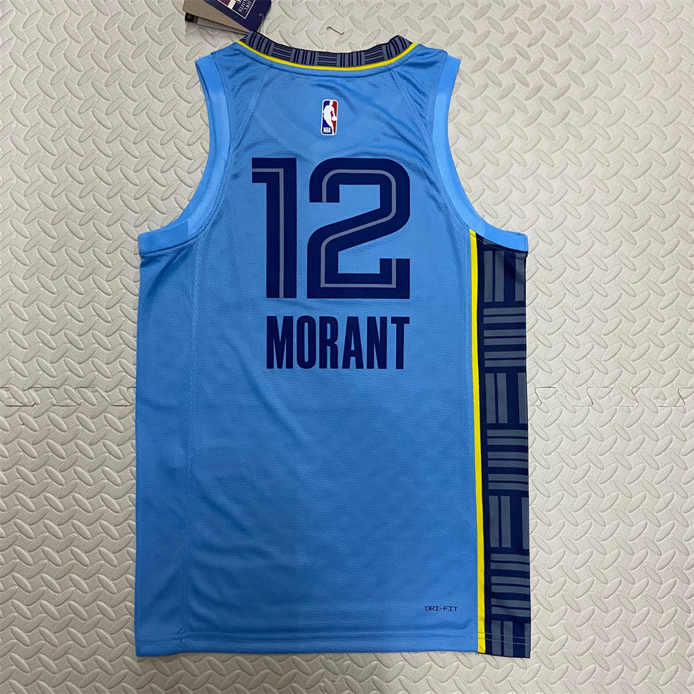 NBA Memphis Grizzies V-Neck Blue Jersey MORANT #15 S-XXL