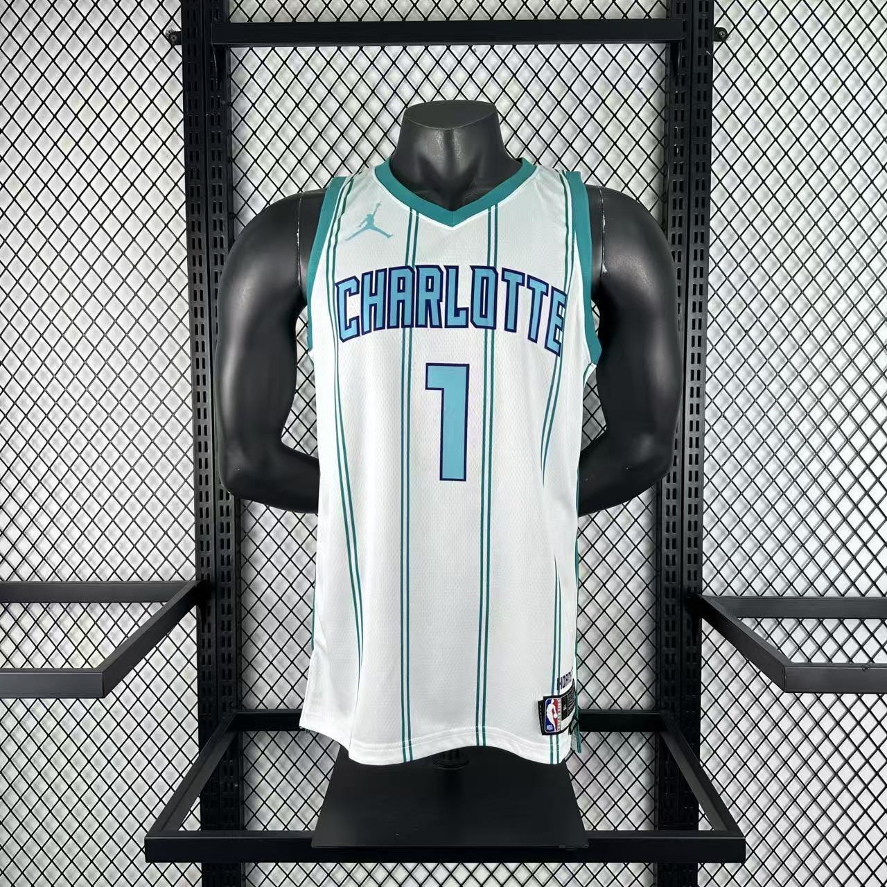 NBA Charlotte Hornets V-Neck White Jersey BALL#1