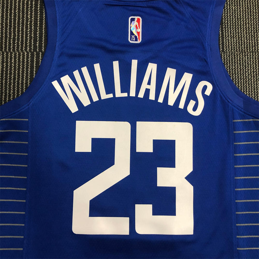 NBA Los Angeles Clippers V-Neck Blue 75th Anniversary Jersey WILLIAMS#23 S-XXL