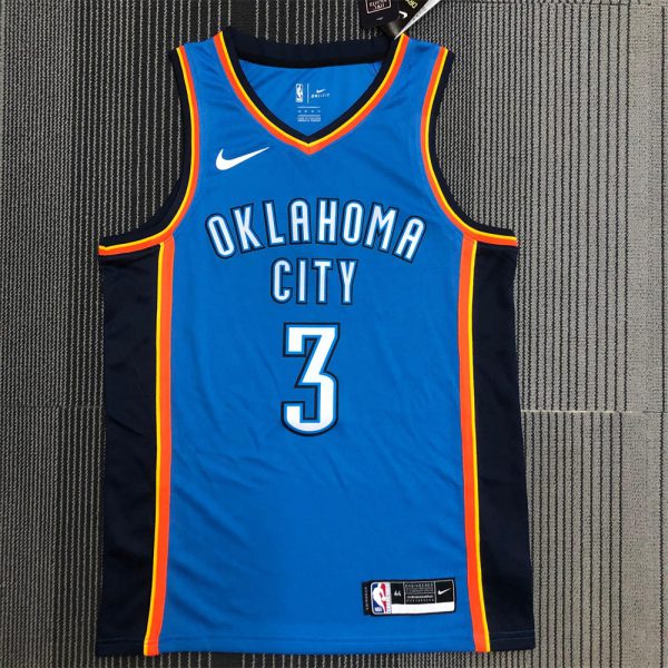 NBA Oklahoma City Thunder V-Neck Blue Jersey PAUL#3 S-XXL