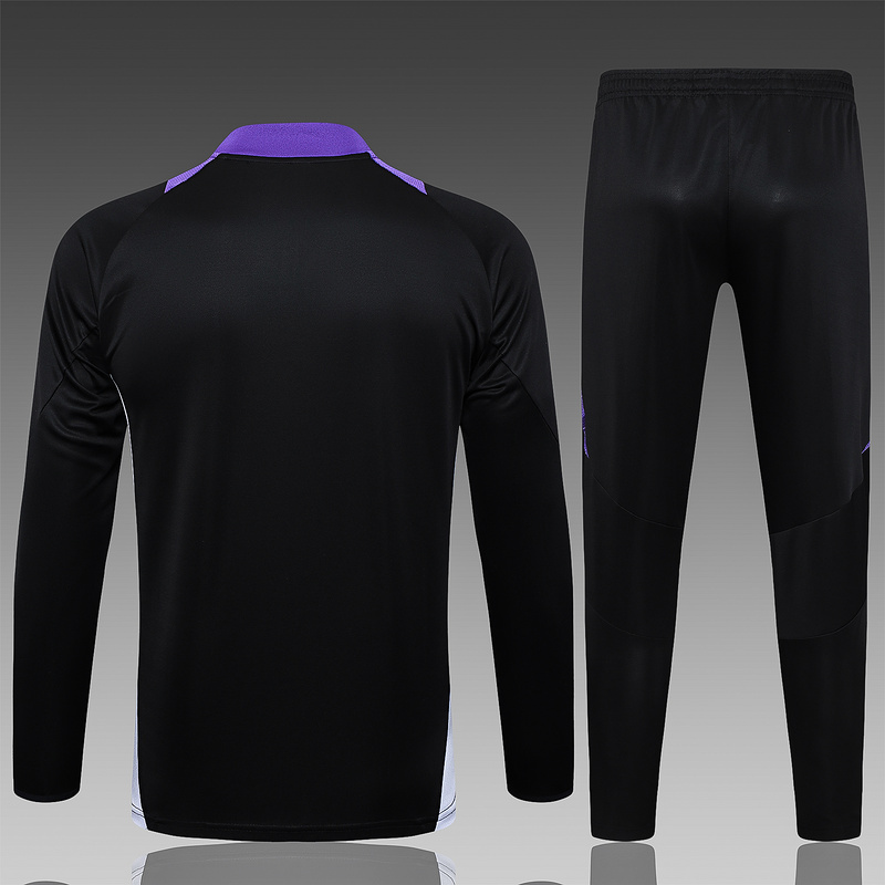 24/25 Real Madrid Black Long-sleeved half-pull training kit Football team kit