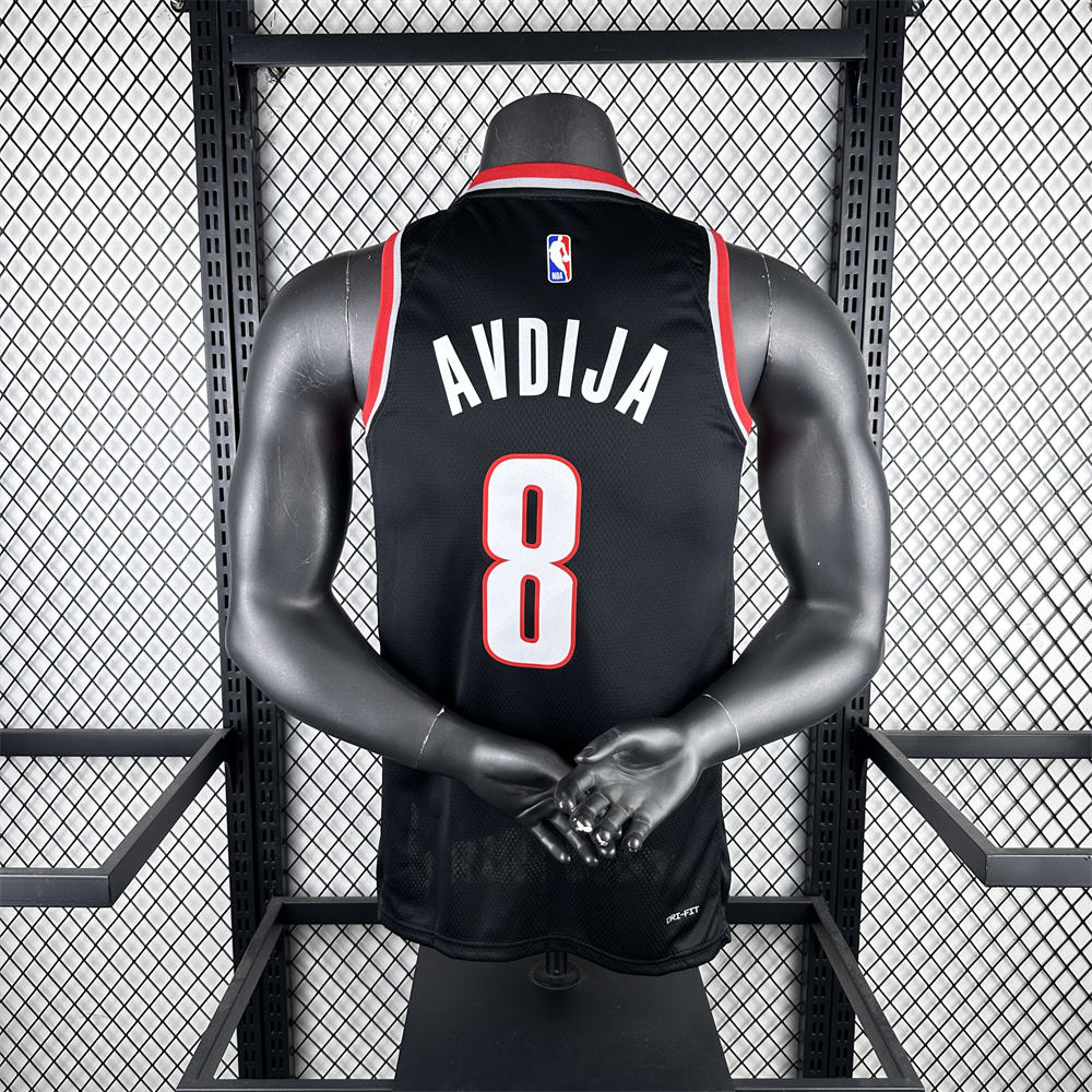 NBA Portland Trail Blazers 2023 V-Neck Black jersey AVDIJA#8 S-XXL