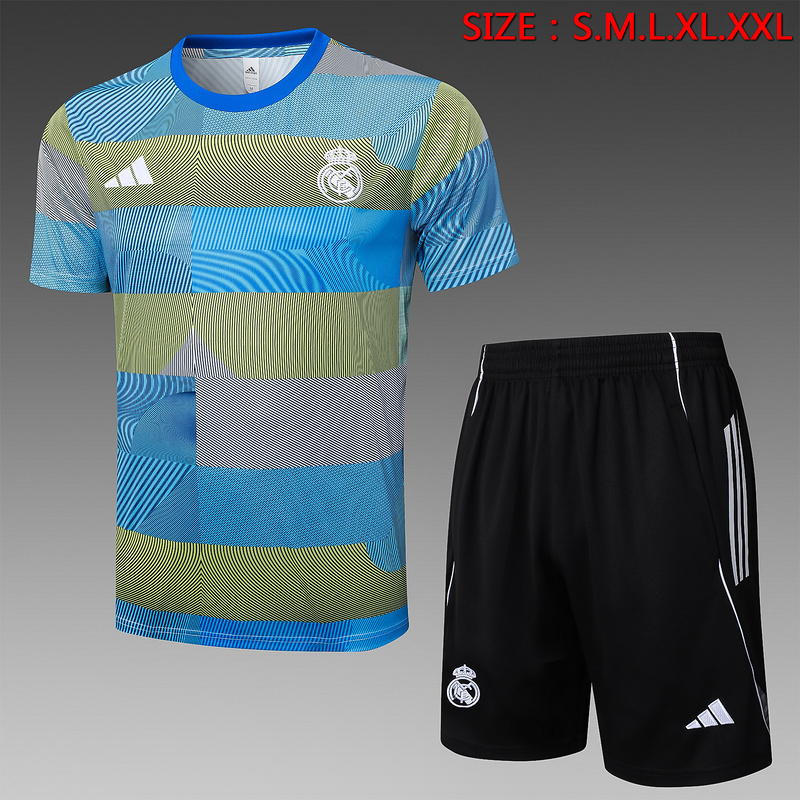 2025/26 Real Madrid Blue Green Training Set Shirt and Shorts