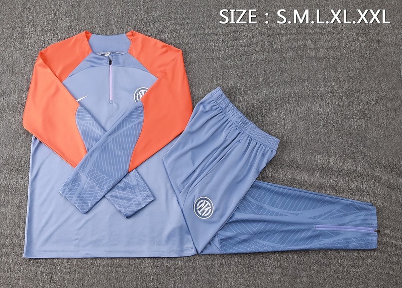 24/25 Inter Milan Gray Blue Long-sleeved half-pull training kit Football team kit