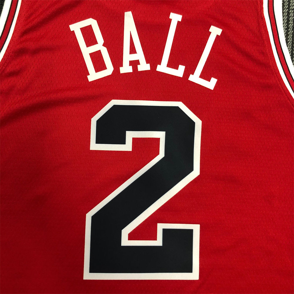 NBA Chicago Bulls Round neck Red Jersey BALL#2 S-XXL