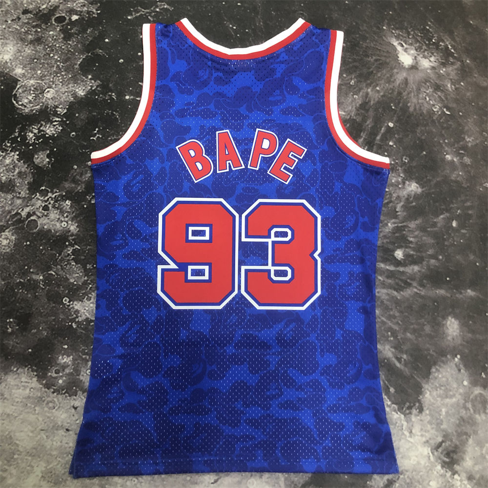 NBA Brooklyn Nets BAPE×M&N BAPE#93 Royal Hardwood Classics Swingman Jersey S-XXL