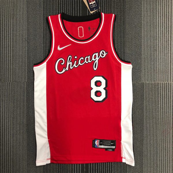 NBA Chicago Bulls Round Neck Red 75th anniversaryJersey LAVINE#8 S-XXL