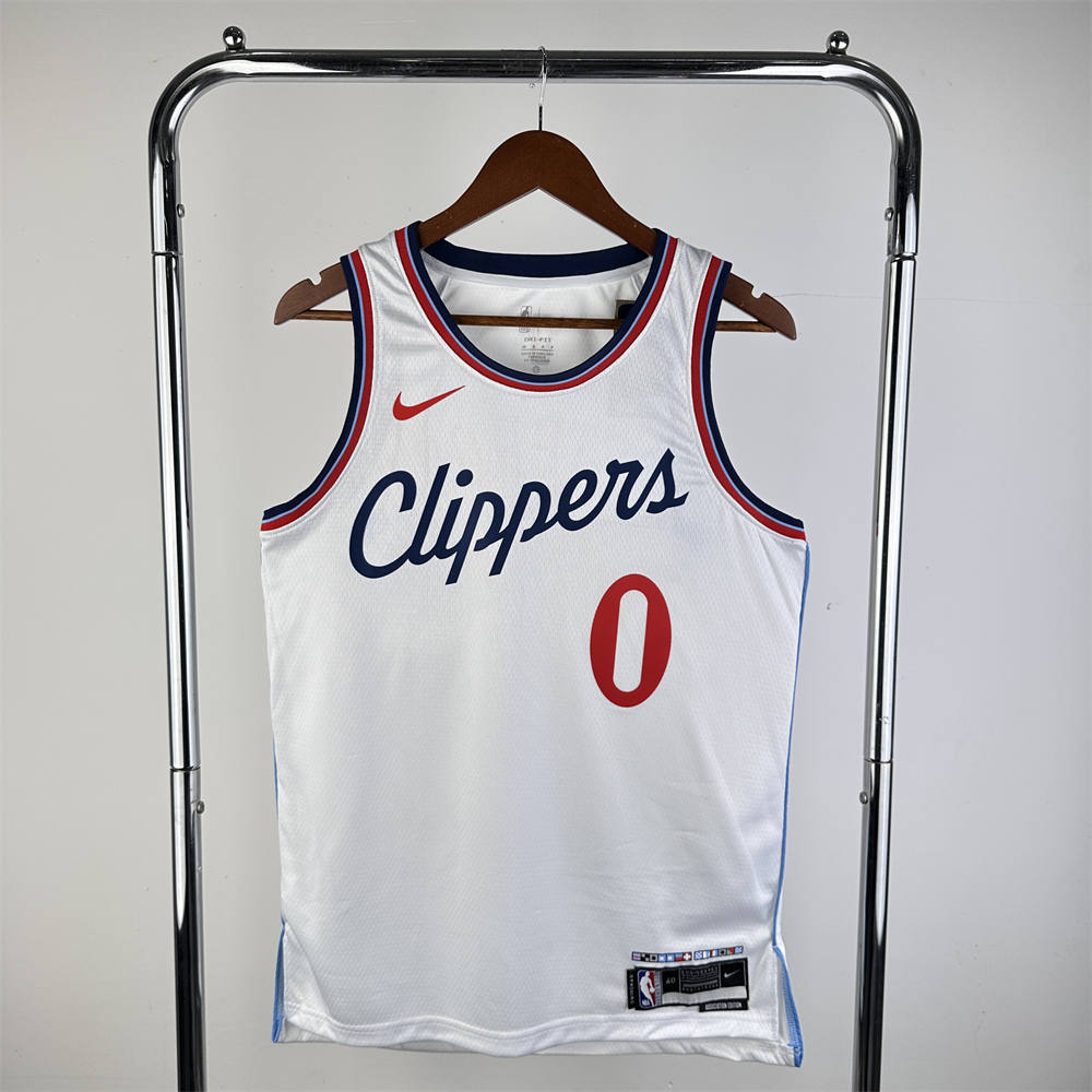 NBA Los Angeles Clippers 24/25 Round Neck White Jersey WESTBROOK#0 S-XXL
