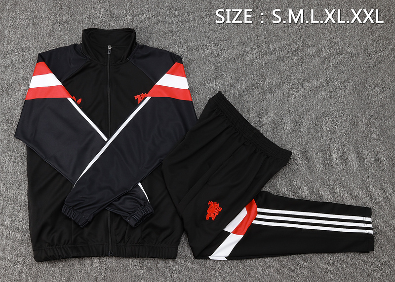 2024/25 Manchester United Black Jacket Training Suit Set Football Team Shirt Sports Fashion