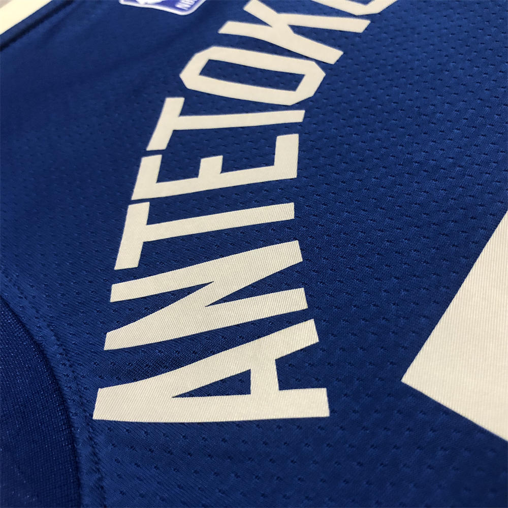 NBA Milwaukee Bucks V-Neck City Edition Blue jersey ANTETOKOUNMPO#34 S-XXL