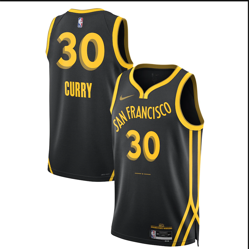 NBA Golden State Warriors 2024 V-Neck City Edition Black Jersey CURRY#30 S-XXL