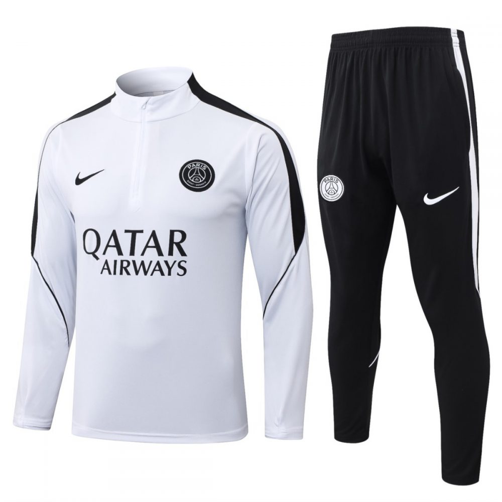 2026 Paris White Long-sleeved half-pull training kit