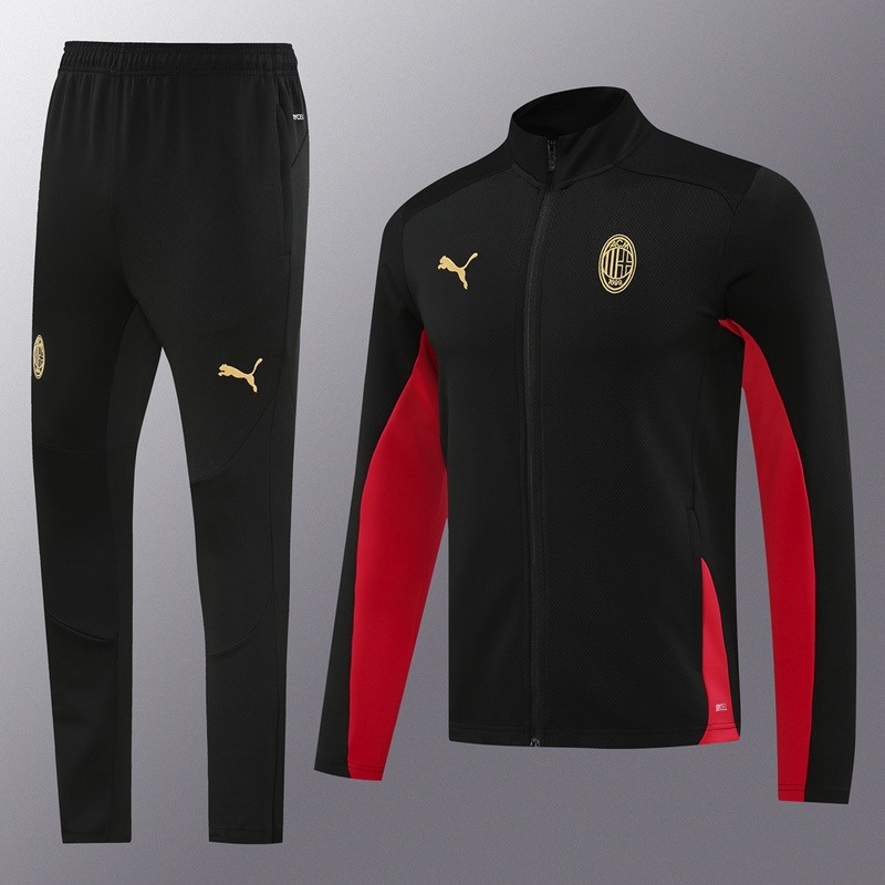2024 AC Milan Black Red Jacket Training Suit Set Football Team Shirt Sports Fashion