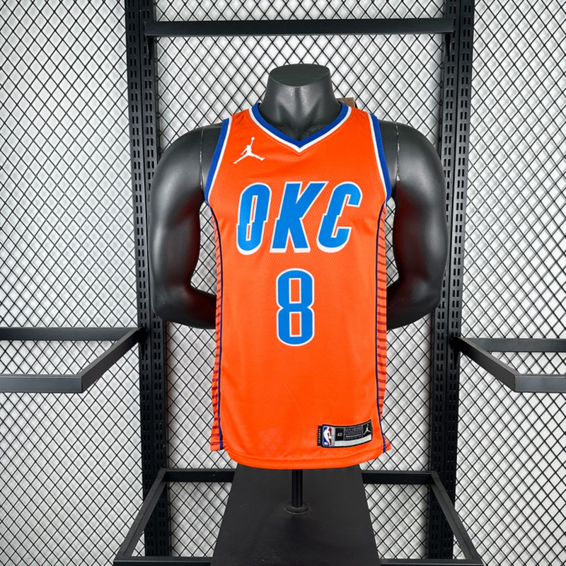 NBA Oklahoma City Thunder V-Neck Orange Jersey WILLIAMS#8 S-XXL