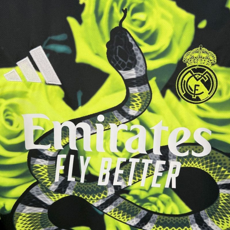 2025/26 Real Madrid Green Rose Bamboo Leaf Green Jersey Fan Version
