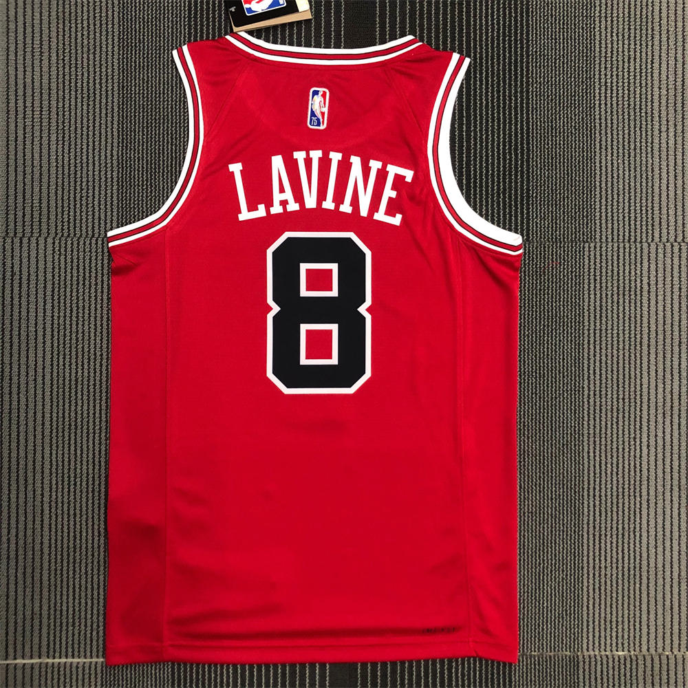 NBA Chicago Bulls Round Neck Red 75th anniversaryJersey LAVINE#8 S-XXL