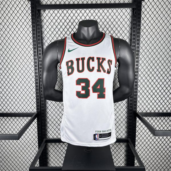 NBA Milwaukee Bucks 2018 Round Neck White jersey ANTETOKOUNMPO#34 S-XXL