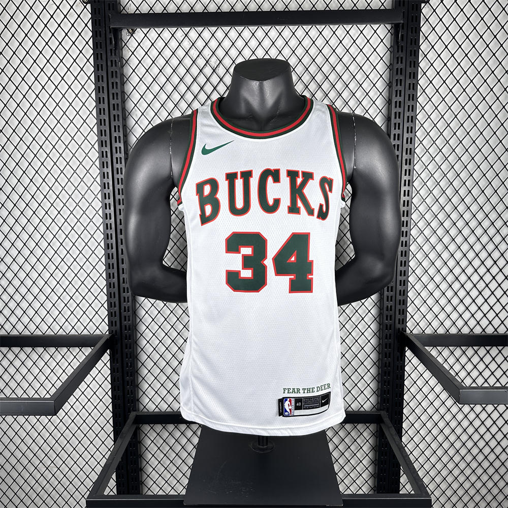 NBA Milwaukee Bucks 2018 Round Neck White jersey ANTETOKOUNMPO#34 S-XXL