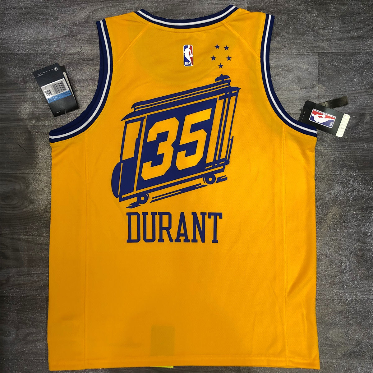 NBA Golden State Warriors Round neck Yellow Jersey DURANT#35 S-XXL