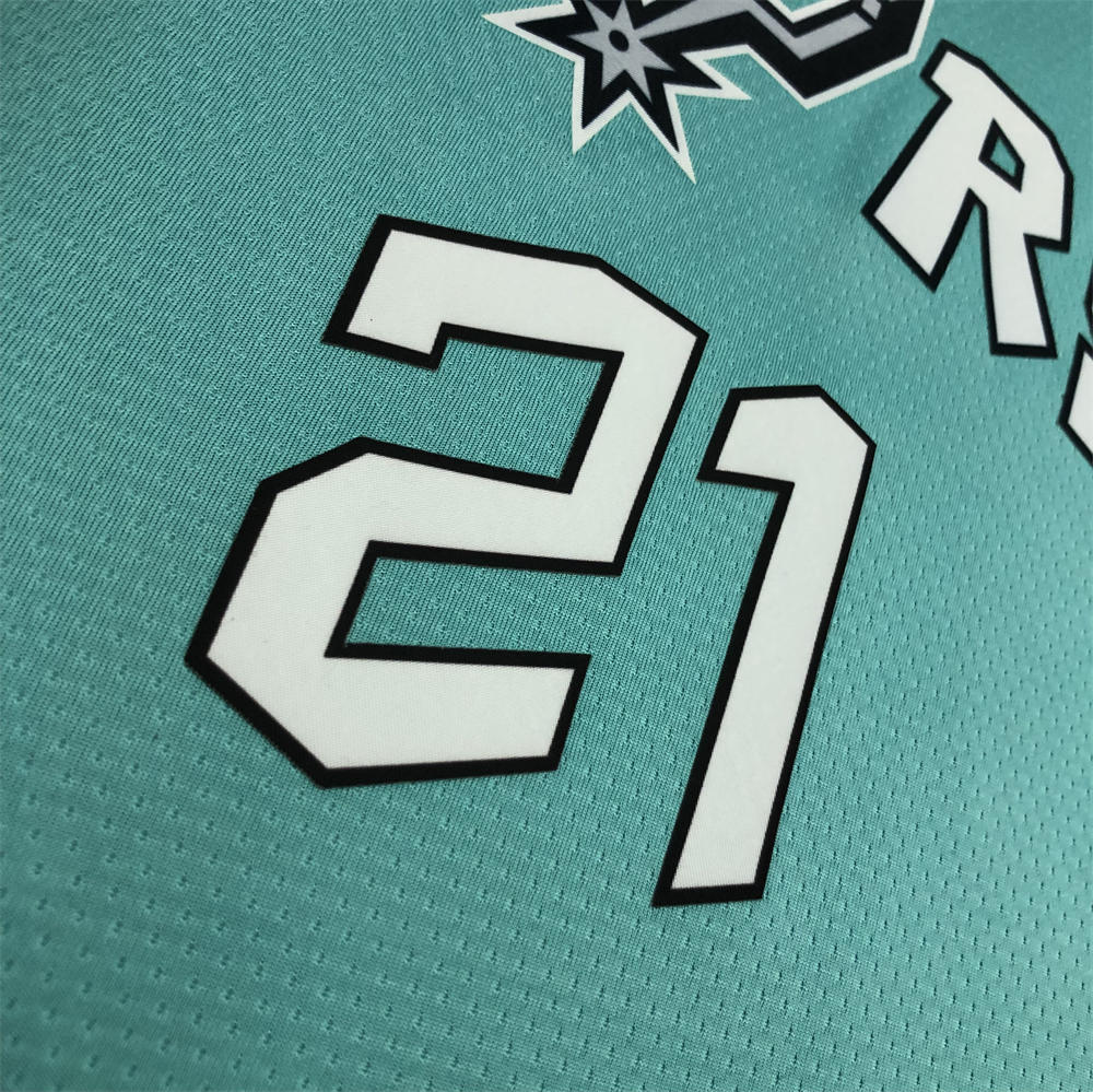 NBA San Antonio Spurs V-Neck Cyan jersey DUNCAN#21 S-XXL