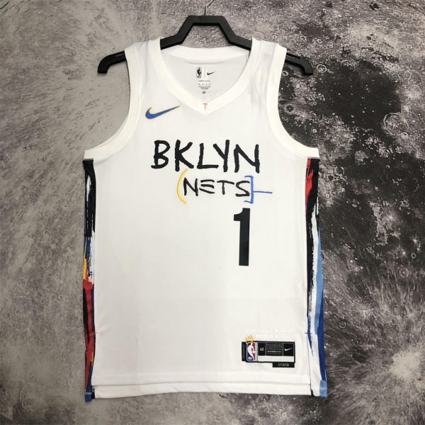 NBA Brooklyn Nets V-Neck White Jersey BRIDGES#1 S-XXL