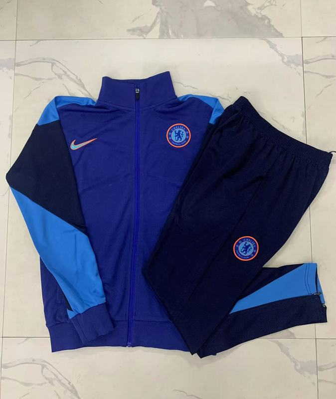 2024/25 Chelsea Blue Jacket Training Suit Set Football Team Shirt Sports Fashion