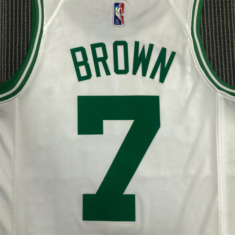 NBA Boston Celtics Round Neck 75th anniversary White Jersey BROWN#7 S-XXL