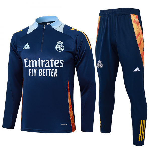 24/25 Real Madrid Royal blue Long-sleeved half-pull training kit Football team kit