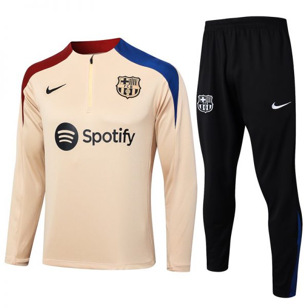 24/25 Barcelona light yellow Long-sleeved half-pull training kit Football team kit