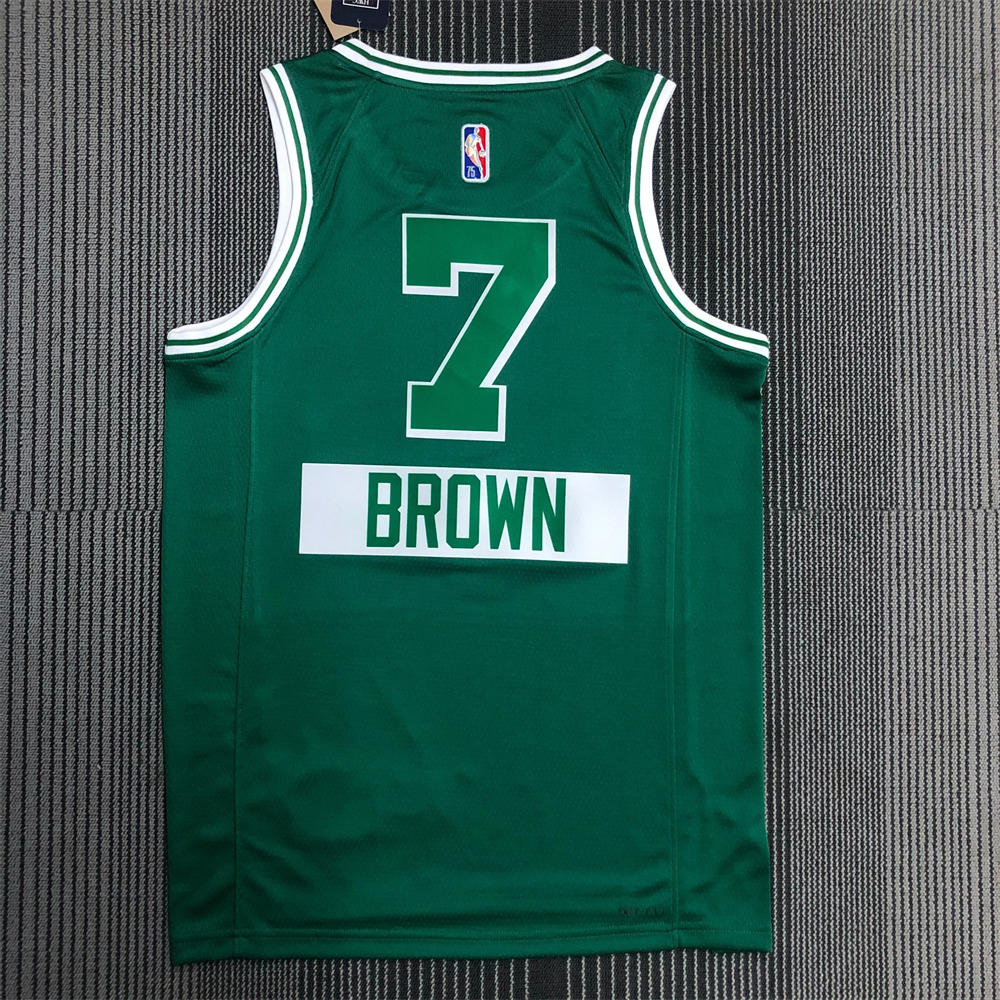 NBA Boston Celtics Round Neck 75th anniversary Green Jersey BROWN#7 S-XXL